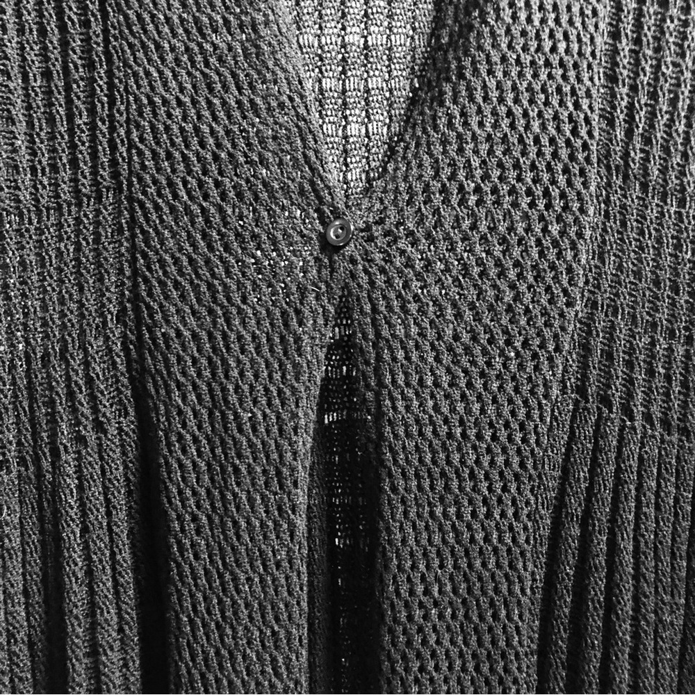 Xception(al) Small Black “Lacey” Knit Cardigan/ Duster “Pleated” - Picture 3 of 12